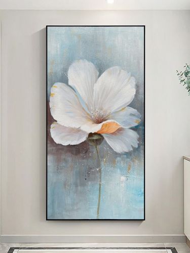 White flower thick large size square picture oil canvas painting abstract sitting room dining-room wall no framework White flower thick large size square picture oil canvas painting abstract sitting room dining-room wall no framework